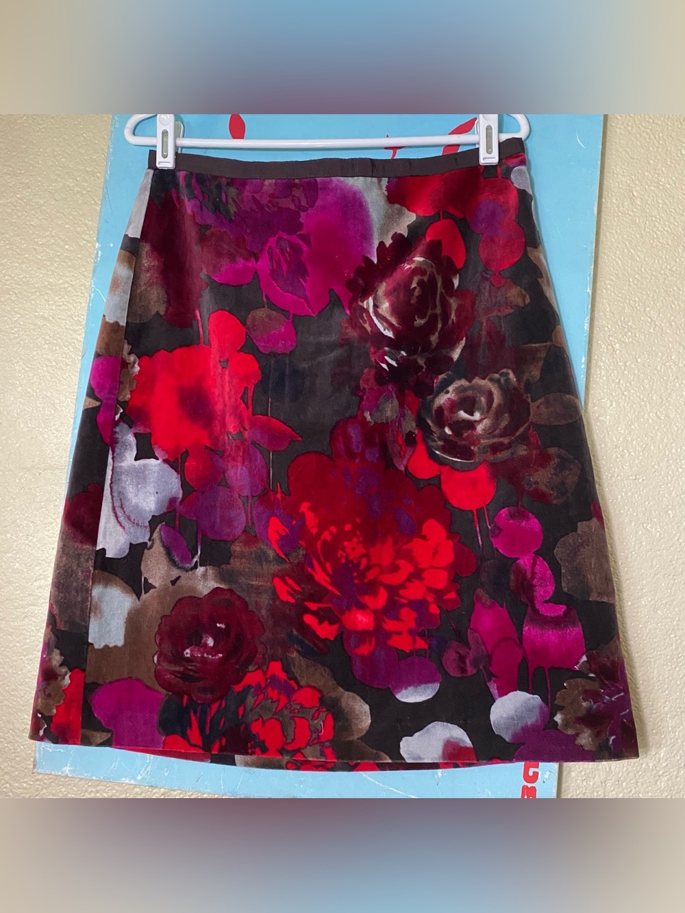 Monsoon Floral Pencil Skirt in Red, Magenta and Brown